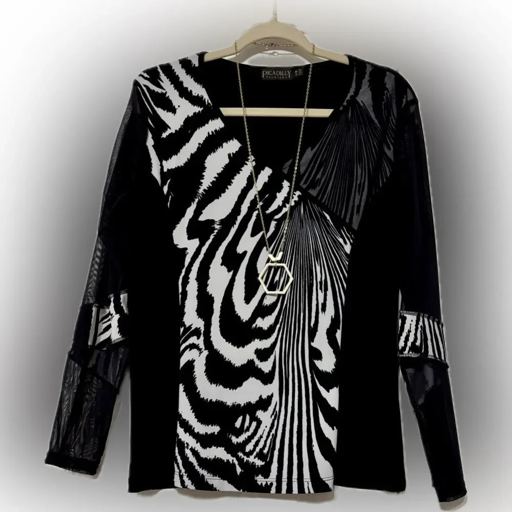Picadilly Fashions black & white top! - Picture 1 of 14